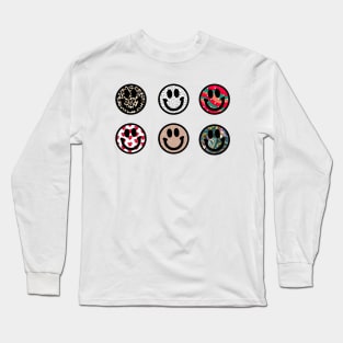 Trendy Happy Faces Sticker Pack Long Sleeve T-Shirt